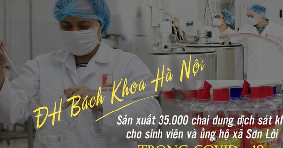 ĐH Bách Khoa tặng 35.000 chai nước sát khuẩn cho sinh viên và ủng hộ xã Sơn Lôi