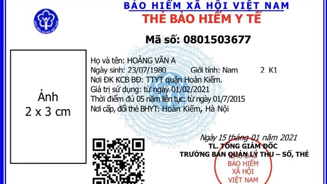 Từ ngày 1/4 sử dụng mẫu thẻ bảo hiểm y tế mới