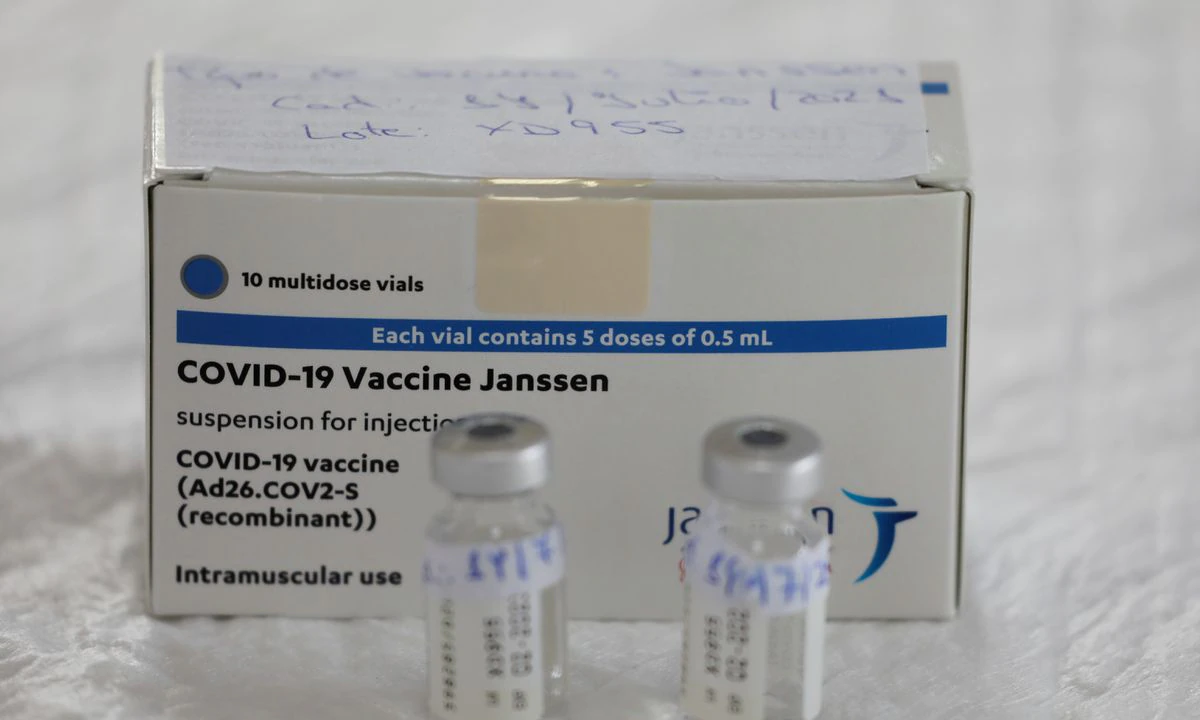 Empty vials of Johnson & Johnson's coronavirus disease vaccine are seen at a vaccination center in Ronda, Spain, April 23, 2021. Photo by Reuters/Jon Nazca.