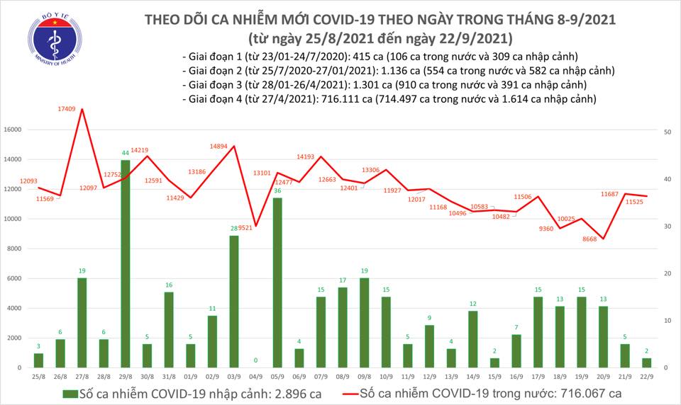 Việt Nam ghi nhận 11.527 ca nhiễm mới