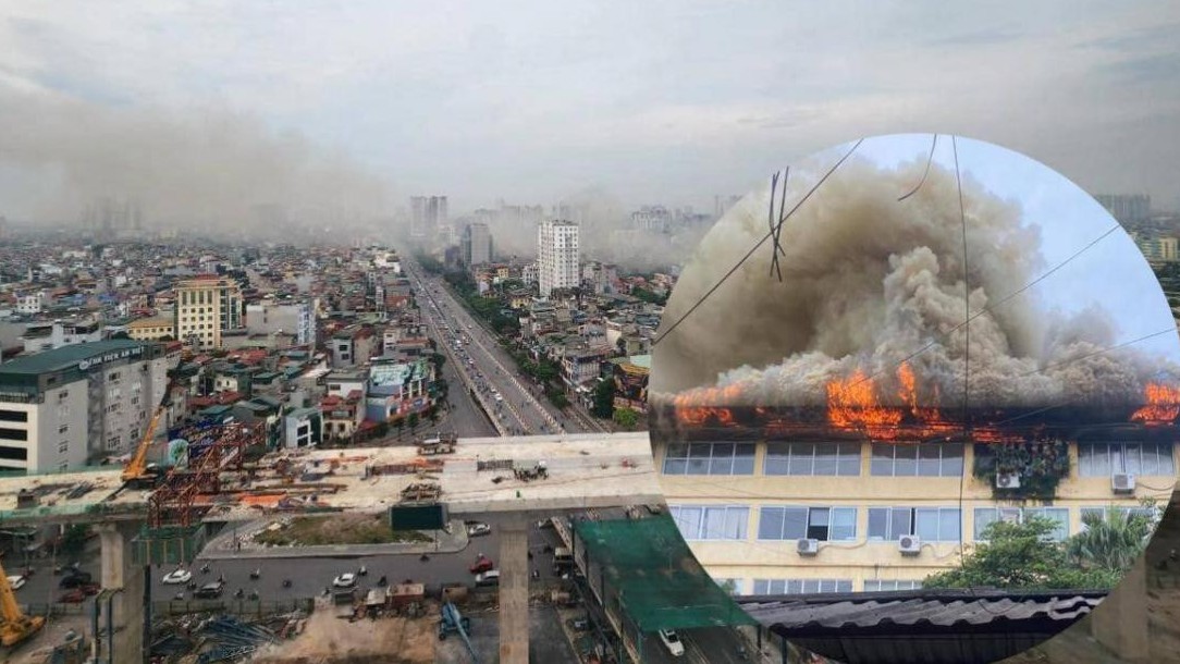 Hà Nội: Cháy dữ dội trên tầng 5 của tòa nhà ở đường Trường Chinh