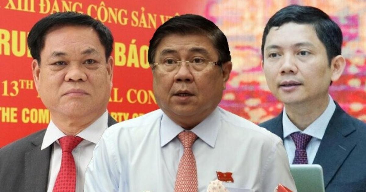 Các ông Huỳnh Tấn Việt, Nguyễn Thành Phong, Bùi Nhật Quang (từ trái sang phải) được Trung ương đồng ý cho thôi tham gia Ban chấp hành Trung ương khóa XIII